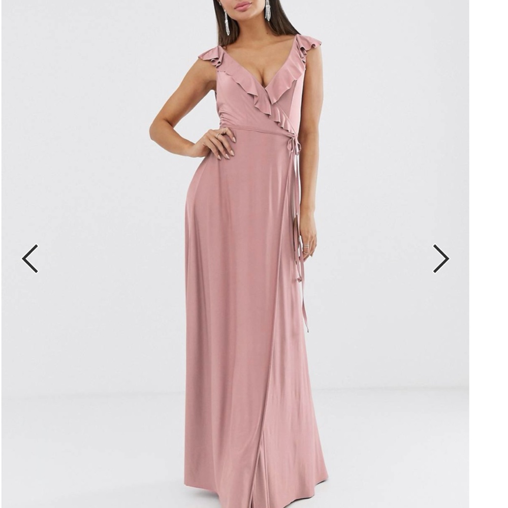 ASOS DESIGN ruffle wrap maxi dress with tie detail - Picture 1 of 4